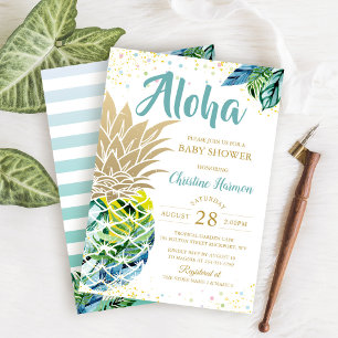 Invitation Baby shower de plage d'ananas tropical