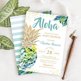 Invitation Baby shower de plage d'ananas tropical