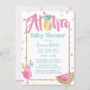 Invitation Baby shower de plage d'aquarelle à ananas tropical