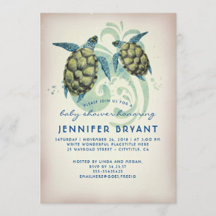 Invitation Baby shower de plage des tortues de mer