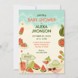 Invitation Baby shower de plage d'été Watermelon