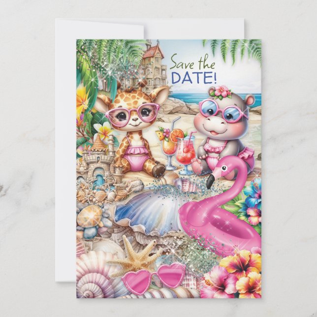 Invitation Baby shower de plage Enregistrer la date (Devant)
