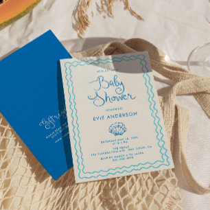 Invitation Baby shower De Plage Levé À La Main