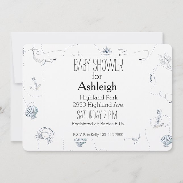 Invitation Baby shower De Plage Nautique (Devant)