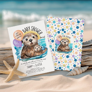 Invitation Baby shower de plage Otter de mer admirable