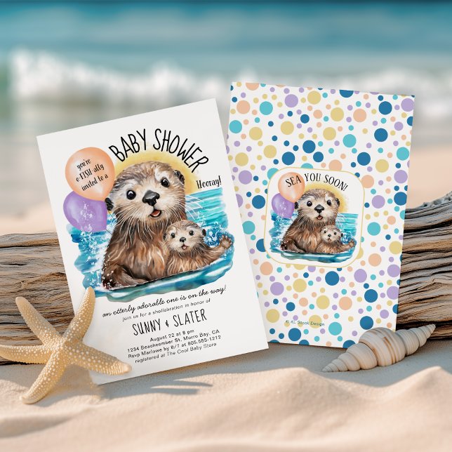 Invitation Baby shower de plage Otter de mer admirable (Créateur téléchargé)