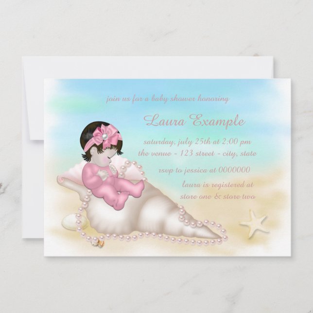 Invitation Baby shower de plage pour filles (Devant)
