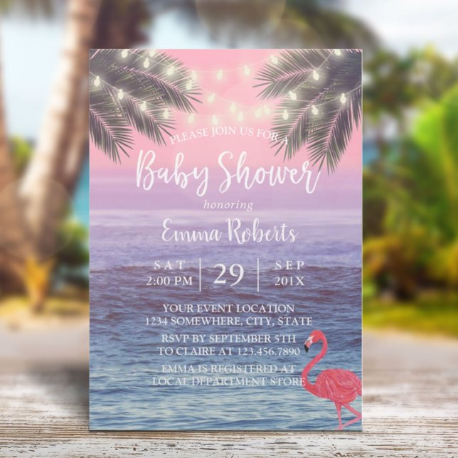 Invitation Baby shower de plage Tropical Palm Tree (Créateur téléchargé)