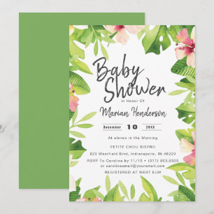 Invitation Baby shower de plage tropical Watercolor
