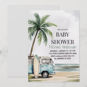 Invitation Baby shower de plage tropicale branchée