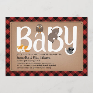 Invitation Baby shower de plaid de Buffalo d'amis de région
