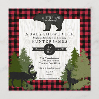 Invitation Baby shower de plaid de la forêt de bûcherons de l