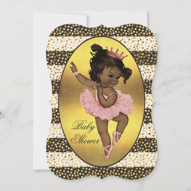 Invitation Baby shower de points de la Princesse Ballerina (Devant)