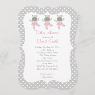 Invitation Baby shower de points Safari Ballerina Grey Polka
