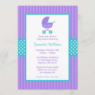 Invitation Baby shower de points triés de transport Turquoise