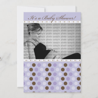 Invitation Baby shower de points violets au chocol