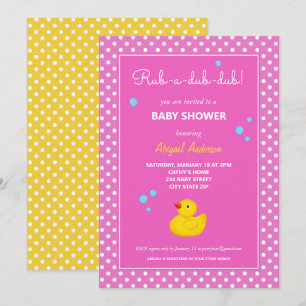 Invitation Baby shower de Pois de canard jaune et rose