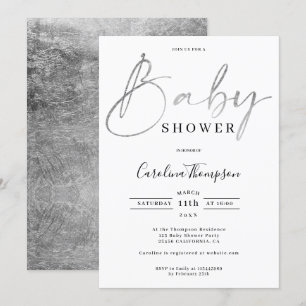 Invitation baby shower de police de caractères argenté élégan