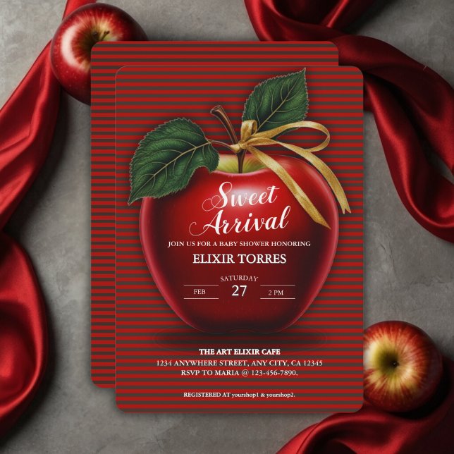 Invitation Baby shower de pomme rouge d'arrivée douce (Créateur téléchargé)