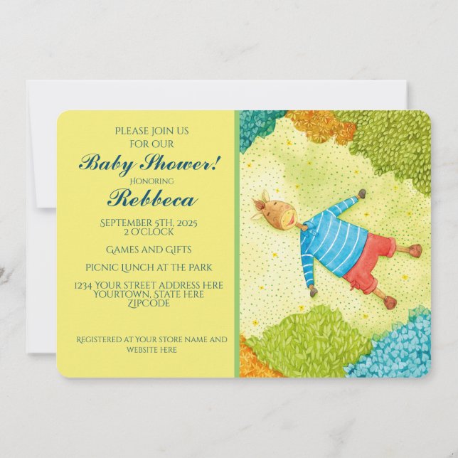 Invitation Baby shower de poney boisé mignon (Dos)