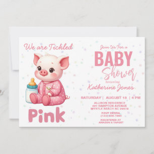 Invitation Baby shower de porc ferme fille rose