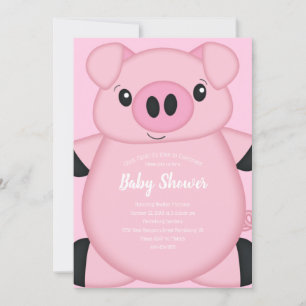 Invitation Baby shower de porc rose