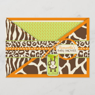 Invitation Baby shower de poster de animal de singe et de
