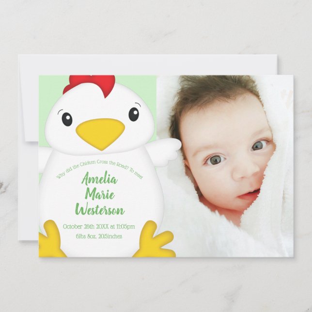 Invitation Baby shower de poulet vert (Devant)