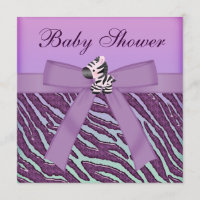Baby shower de pourpre de zèbre et de petits
