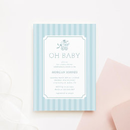 Invitation Baby shower de poussette de bébé mignonne Preppy I