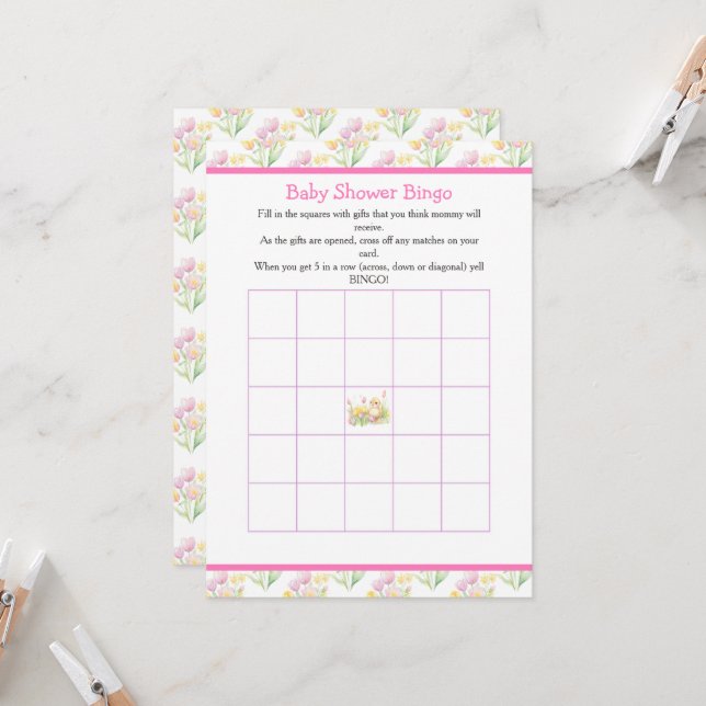 Invitation Baby shower de poussette de printemps (Devant/Arrière en situation)