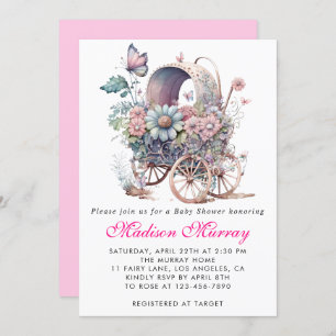 Invitation Baby shower de poussette rose rose rose Fille