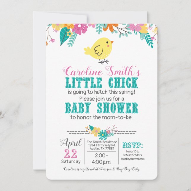 Invitation Baby shower de poussins de printemps Hommes Neutre (Devant)