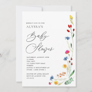 Invitation Baby shower de prairie fleur sauvage