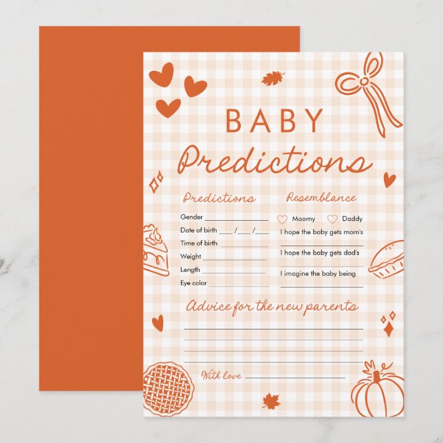 Invitation Baby shower de prédiction de bébé tiré à la main d (Devant / Derrière)