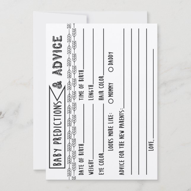 Invitation Baby shower de prédictions et conseils pour bébés  (Devant)
