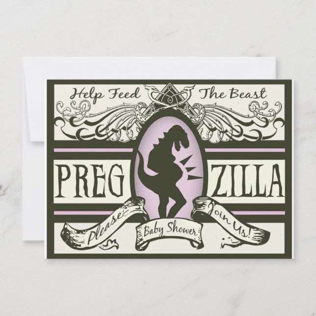 Invitation Baby shower de Pregzilla (Devant)