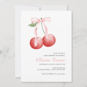 Invitation Baby shower de preppy en vichy cerise et rose