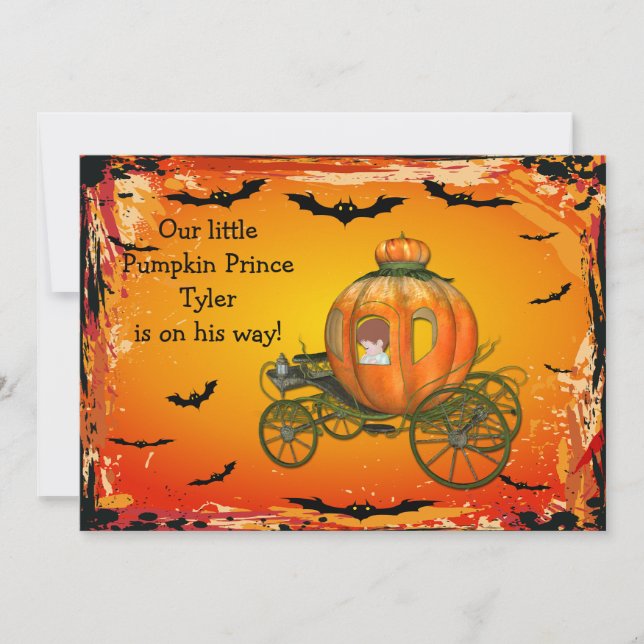 Invitation Baby shower de prince Halloween Boy de citrouille (Devant)
