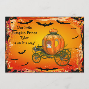 Invitation Baby shower de prince Halloween Boy de citrouille