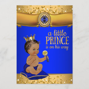 Invitation Baby shower de Prince Royal Blue Gold