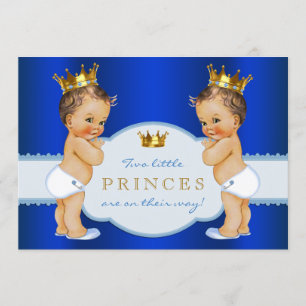 Invitation Baby shower de prince Twin Boy de bleu royal