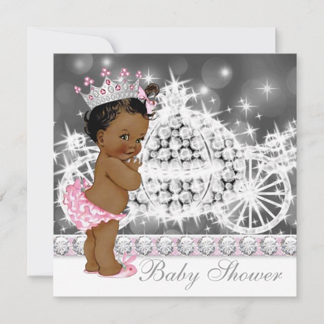 Invitation Baby shower de princesse ethnique afro-américaine (Devant)