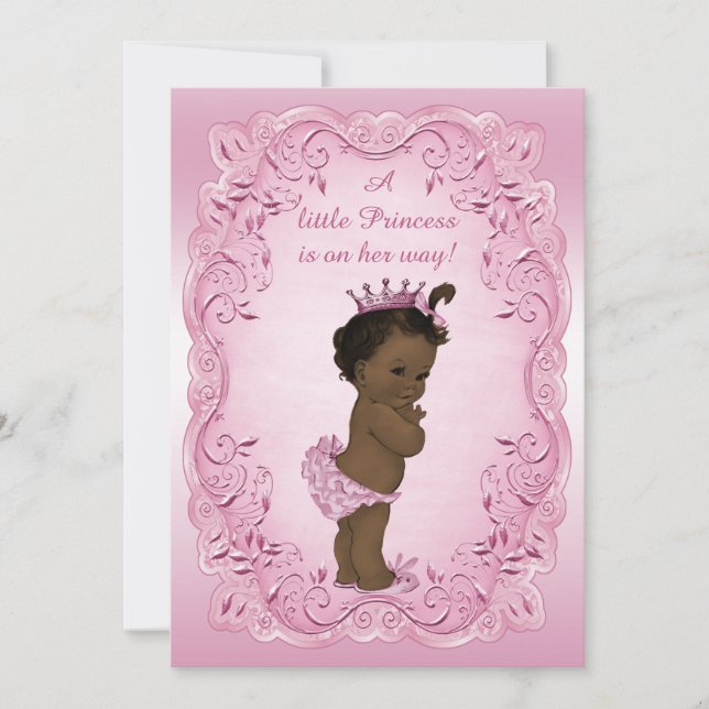 Invitation Baby shower de princesse ethnique Vintage rose (Devant)