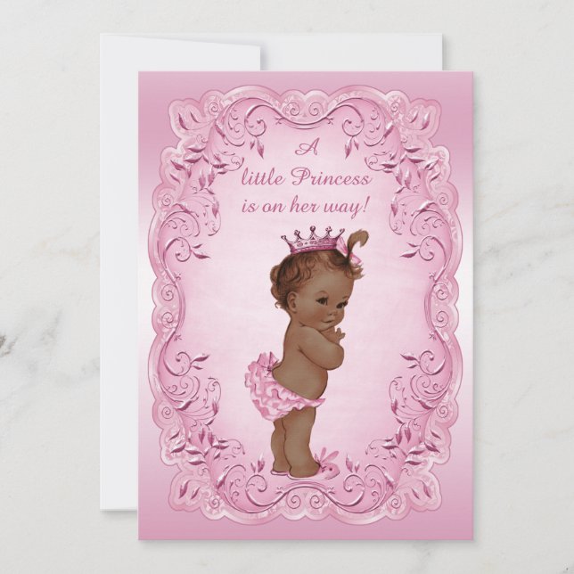 Invitation Baby shower de princesse ethnique Vintage rose (Devant)