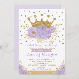 Invitation Baby shower de princesse Lavender Gold Floral
