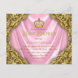 Invitation Baby Shower de Princesse Royale Satin Rose et Or