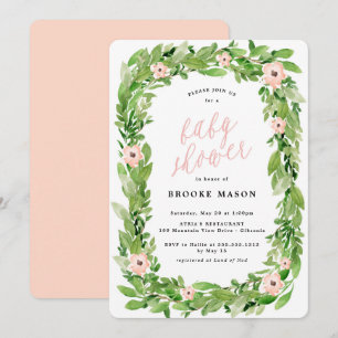 Invitation Baby shower de printemps de la couronne verte Invi