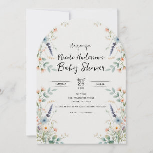 Invitation Baby shower de printemps Fleur sauvage aquarelle