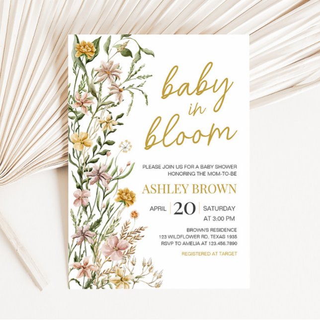 Invitation Baby shower de printemps Fleur sauvage Baby Bloom (Floral Baby in Bloom Baby Shower Invitation)